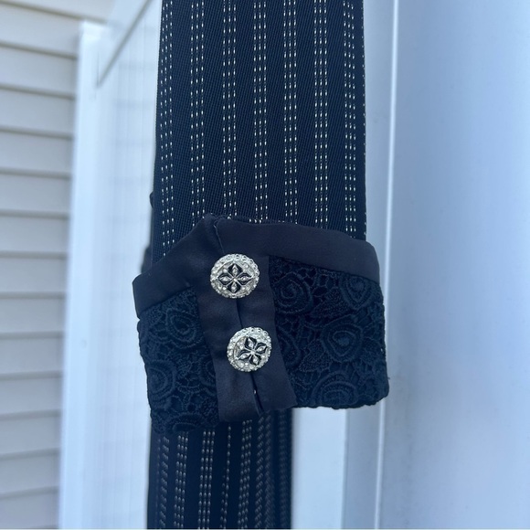 Vintage long pinstripe, lace and jeweled blazer. - Picture 6 of 16